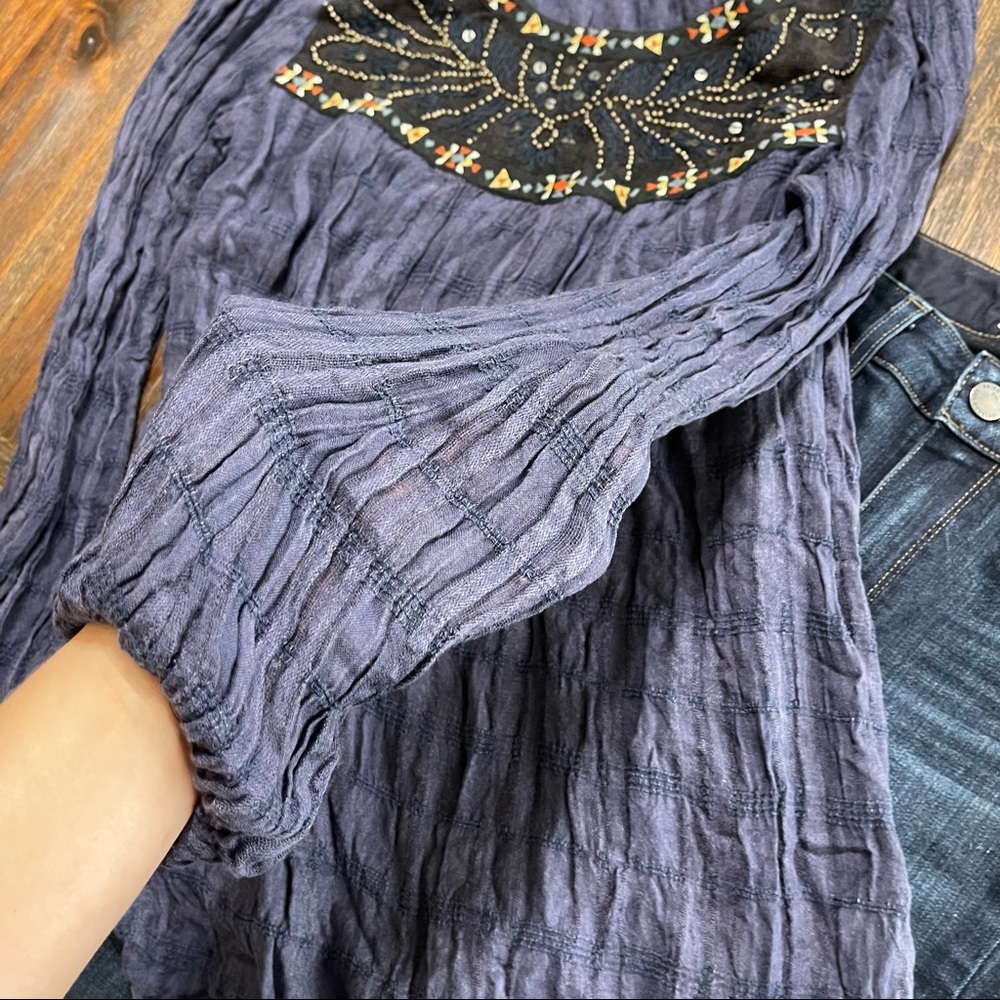 SOLD Free People beaded embroidered long sleeve tunic top blouse S tribal - Picture 13 of 13